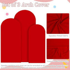 FOTSHARER Red Arch Cover Set of 3 Spandex Fitted Wedding Arch Cover 6FT 6.6FT 7.2FT Round Top Arch Cover Backdrop Fabric for Metal Arch Chiara Arch Backdrop Stand Cover for Baby Shower Birthday Decor - Image 4