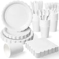 Vyntra 350 Pcs White Paper Plates and Napkins Party Supplies by PartyTablewareSupplies