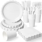 Vyntra 350 Pcs White Paper Plates and Napkins Party Supplies by PartyTablewareSupplies
