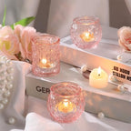 DARJEN Pink Votive Candle Holders Set of 24- Round Glass Candle Holders Bulk for Flameless LED Tea Waxes, Romantic Candle Holder for Wedding & Various Parties, Home Table Decor (Pack of 4) - Image 5