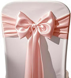 Pack of 50 Wedding Satin Chair Sashes Blush Pink Bows 7x108inch Ribbon Fabric Bands for Banquet Party Hotel Restaurant Ceremony Event Chairs Knots Ties Decorations - Blush Pink, 50PCS by WENSINL