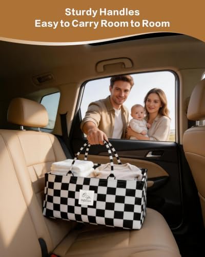 Diaper Caddy Organizer – Nursery Storage Basket (Checkerboard) - Image 4