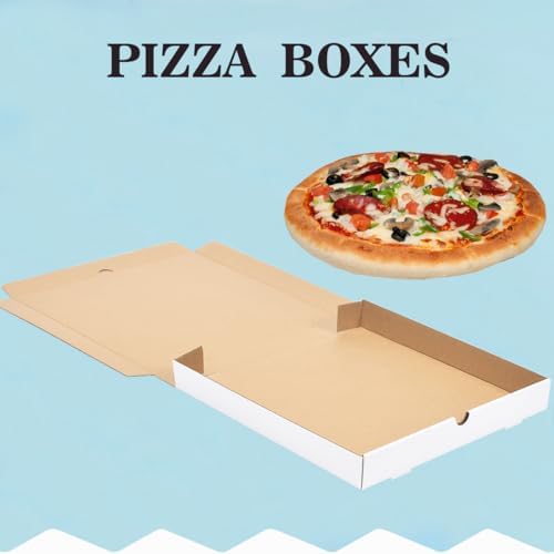 White Corrugated Cardboard Pizza Boxes 16x16x2 Inch,10 Pack Large Pizza Box for Homemade Pizza,Food, Donut and Pies - Image 3