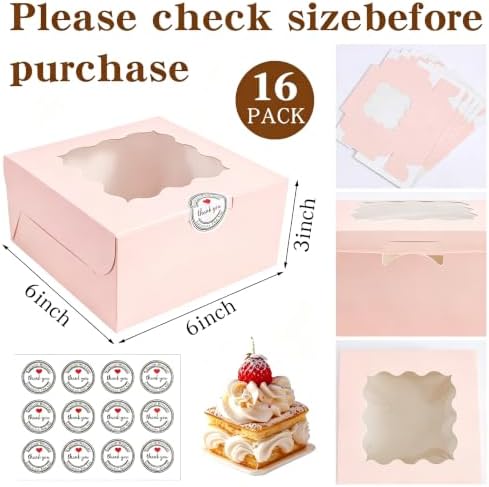 16 Pack Pink 6x6x3 Cookie Boxes with Window, Treat Boxes for Party Favors - Image 2