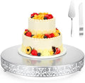 Wenqik 18 Inch Silver Cake Stand Set Metal Round Cupcake Dessert Stand with Cake Cutting, Flower Spatula Wedding Cupcake Pastry Display Candy Holder Display for Wedding Party Birthday Baby Shower by Wenqik