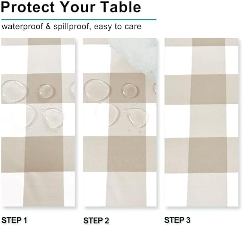 Hiasan Khaki and White Checkered Tablecloth 60 x 60 inch, 2 Pack - Image 4
