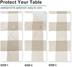 Hiasan Checkered Tablecloth Rectangle 70 x 140 Inch, Khaki and White - Image 2