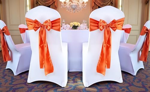 MDS® Pack of 300 Satin Chair Sashes for Wedding & Events – Brunt Orange - Image 2