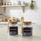 Glass Sugar Scrubs Jars, Bath Salt Container, Glass Jars w/ Bamboo Spoons - Image 3