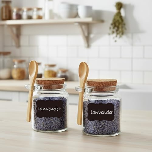 Glass Sugar Scrubs Jars, Bath Salt Container, Glass Jars w/ Bamboo Spoons - Image 3