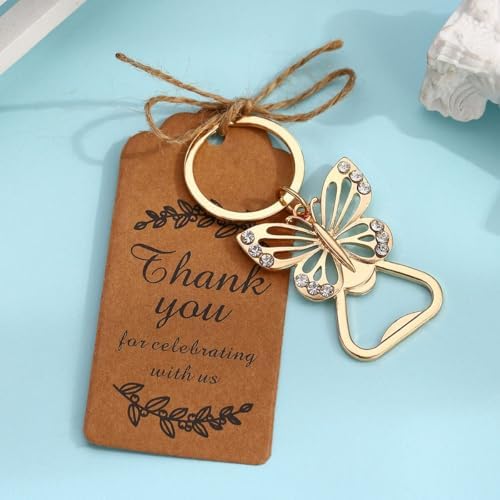 24 pcs Butterfly Bottle Openers Baby Shower Favors for Guests Bottle Opener Baby Shower Souvenirs Gift Decorations with Organza Bags Thank You Tags for Theme Party Favors (Gold Butterfly Style) - Image 3