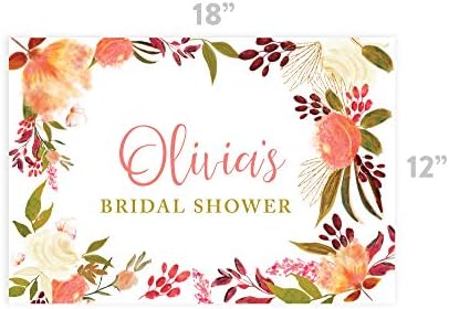 Andaz Press Custom Personalized Disposable Paper Placemats, 12 x 18 Inch, Set of 25, Bridal Shower Custom Coral and Peach Floral, Tableware, Dining, Tabletop, Table Setting for Bridal Shower - Image 3