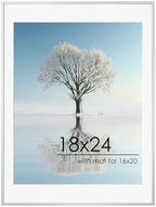 FLYJOE 18x24 Metal Picture Frame For Wall With Mat For 16x20, 18''x24'' Aluminum Photo Frames With Tempered Glass, Minimalist Modern Poster Frame Horizontal And Vertical Formats, Silver by FLYJOE