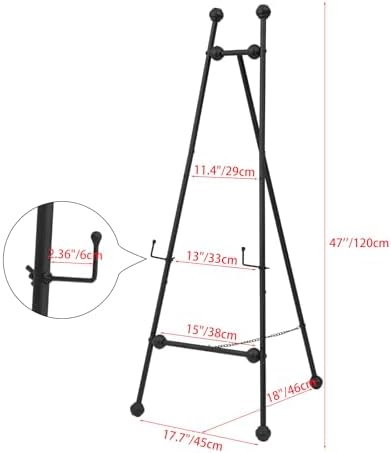 Heavy Duty Large Easel Stand for Mirror Display Wedding Sign(Black 47'') - Image 5