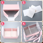 Honeydak 10 Pcs Cake Flower Clear Gift Boxes with Handle 4 in, Pink, Ribbon - Image 6