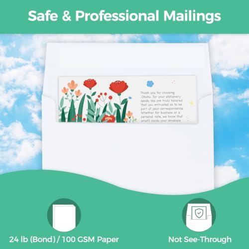 Ohuhu A2 Printable White Self-Seal Envelopes 500-Pack - Image 3