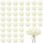 WEISPARK 100PCS Artificial Hydrangea Flowers, Fake Flowers Silk Hydrangea Full Flowers Heads with Stems for Wedding Home Party Shop Baby Shower Decor (Ivory) by WEISPARK