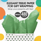 Party Solids Emerald Green Tissue Paper for Gift Bags 15" X 20" 480 Sheets - Image 4