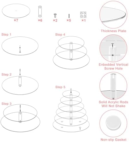 6 Tier Cupcake Stand for 60 Cupcakes Acrylic Round Tiered Cupcake Tower - Image 7