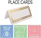 JAM PAPER Foldover Wedding Table Place Cards - 2 x 4 1/4 - White with Gold Triple Border - 100/Pack - Image 3