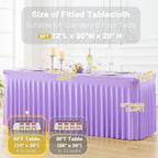 8 Pack Purple Table Cloth for 6 Foot Rectangle Tables Spandex Fitted Tablecloth 6ft Stretch Table Covers Skirt Purple Banquet Tablecloths Wrinkle Free Tablecloth for Party Wedding Birthday Event - Image 5