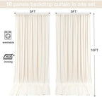 50x10ft Champagne Backdrop Curtain for Wedding Parties Wrinkle Free Fabric Champagne Drapes Backdrop Decoration for Baby Shower Birthday Photography Decoration 10 Panels, 5ft x 10ft - Image 6