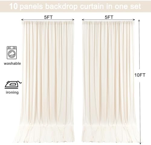 50x10ft Champagne Backdrop Curtain for Wedding Parties Wrinkle Free Fabric Champagne Drapes Backdrop Decoration for Baby Shower Birthday Photography Decoration 10 Panels, 5ft x 10ft - Image 6