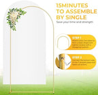 7.2FT Metal Arch Backdrop Stand and Cover Set, Gold Wedding Backdrop Arch Stand with Cover, Balloon Arch Stand with White Arch Cover for Birthday Party Baby Shower Graduation Ceremony Decorations - Image 3