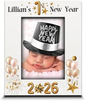BELLA BUSTA- Personalize Baby First Year Memory Keepsake Picture Frame-Nursery Decor (1st New Year (5x7 Vertical)) by BELLA+BUSTA