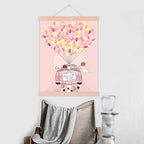 Pink Car with Balloons Wedding Guest Book Personalized DIY Fingerprint Signature Sign in Book for Wedding Gifts Party Anniversary Decorations Ready to Hang-60x90cm - Image 4