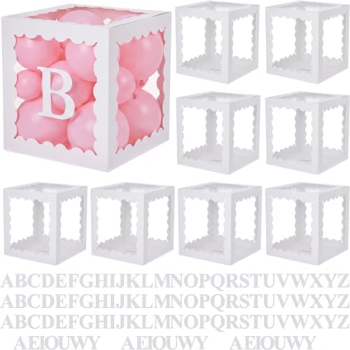 12 Pcs Baby Boxes for Baby Shower Scalloped Clear Balloon Box with Letters by Unknown