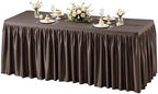 Wish Care Brown Polyester Table Clothes for 8 Foot Rectangle Tables, Wrinkle Free Fitted Table Cover with Pleated Ruffle Table Skirt for Birthday Party Wedding Trade Show Event Display by WishCare