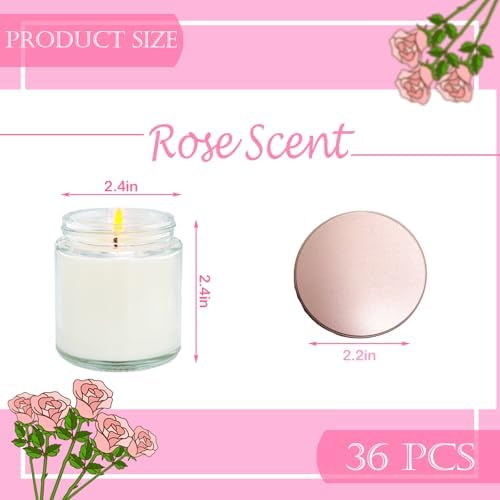 36 Pcs 4 Oz Mini White Soy Candles,Rose Scented Candles Set,Bulk Aromatherapy Candle,Great Stress Relieving Scented Candle for Girls as a Gift for Birthdays, Weddings and More! - Image 2