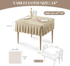 2 Pack Natural Spandex Tablecloths for 34x34 Inch Square Tables, Stretch Fitted Table Clothes with Pleated Ruffle Skirt for 34” Table, Wrinkle Free and Elastic, for Party Kitchen Home Dining - Image 3