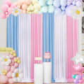 Baby Shower Backdrop Curtain 15ftx10ft - Blue Pink Satin Drapes by SoarDream