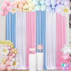 Baby Shower Backdrop Curtain 15ftx10ft - Blue Pink Satin Drapes by SoarDream