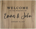 Andaz Press Large Wooden Welcome Sign for Wedding, Rustic Welcome Sign, 16" x 20" Custom Names & Date, Woodland Wedding Signage, English Oak MDF Wood Finish Wedding Reception Indoor Outdoor Signs by AndazPress