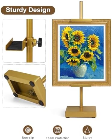 Adjustable Tabletop Easel Stand, Gold 17" H Easels for Display - Image 4