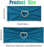 Teal Chair Sashes 50 Pack Spandex Dark Teal Sashes for Chairs Covers Universal Stretch Chair Sashes Band with Heart Buckle Slider for Wedding Banquet Party Decorations - Image 2