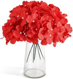 Auihiay 64Pcs Red Hydrangea Artificial Flowers, Fake Hydrangea Flowers - Image 3