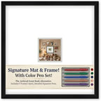 CountryArtHouse Signature Keepsake Frame - Square Mat Window - Black Wood Genuine Hardwood 20x20 5x5 Photo - Light Gray Border Mat - Complete Keepsake Signing Kit by CountryArtHouse