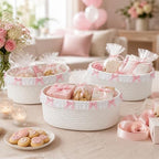 SiliFine 3 Pcs Pink Bow Storage Basket Cute Basket for Gifts Empty - Image 2