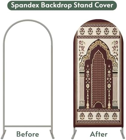 Double Arches Columns Spandex Arch Backdrop Cover for Balloon Garland, Cream Floral Accents Double-Sided Chiara Backdrop Stand Cover, Elastic Background for Birthday Party, Baby Shower Decor 6.6FT - Image 6