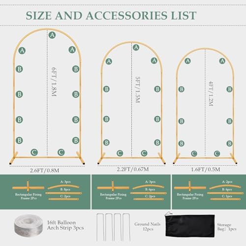 WellSign 6FT 5FT 4FT Wedding Arch Backdrop Stand Kit Set of 3 - Image 3