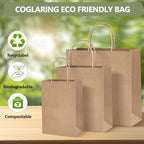 COGLARING 150Pcs Brown Kraft Paper Bags with Handles - Bulk Assorted Sizes for Retail, Takeout, Bakery & Party Favors | Durable Shopping & Gift Bags for Merchandise, Small Business - Image 3