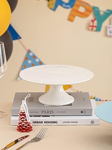 Kanwone 10-Inch Porcelain Cake Stand, Cake Plate, Dessert Stand, Cake Stand for Party, Home Decorating Stand, White - Image 5