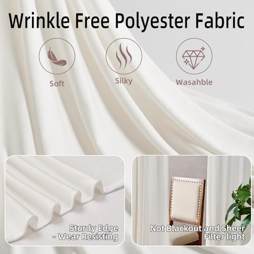 10ft x 9ft Ivory Backdrop Curtains for Parties Weddings, Wrinkle Free Silky Polyester Fabric Photo Backdrop Drapes, 2 Panels 5X 9 ft Cream Backgrounds Cloth for Birthday Baby Shower Photography - Image 3