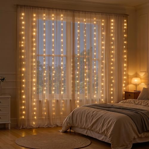 20x10ft Dark Champagne Tulle Backdrop Curtains with Lights String for Parties,Wrinkle Free Sheer Curtain Wedding Photo Backdop Drapes for Baby Shower Birthday Party Photography Home Decorations - Image 6