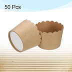HARFINGTON 50Pcs Paper Baking Cups Small Brown Kraft Paper Muffins Liner Cupcake Greaseproof Disposable Bulk Wrappers for Wedding Birthday Graduation (Pack of 3) - Image 4