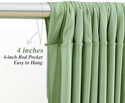 20x10ft Sage Green Backdrop Curtains with Lights Photo Drapes Wrinkle Free Fabric Backdrop Curtain for Wedding Birthday Party Baby Shower Bridal Shower Home Party Background Decorations - Image 4